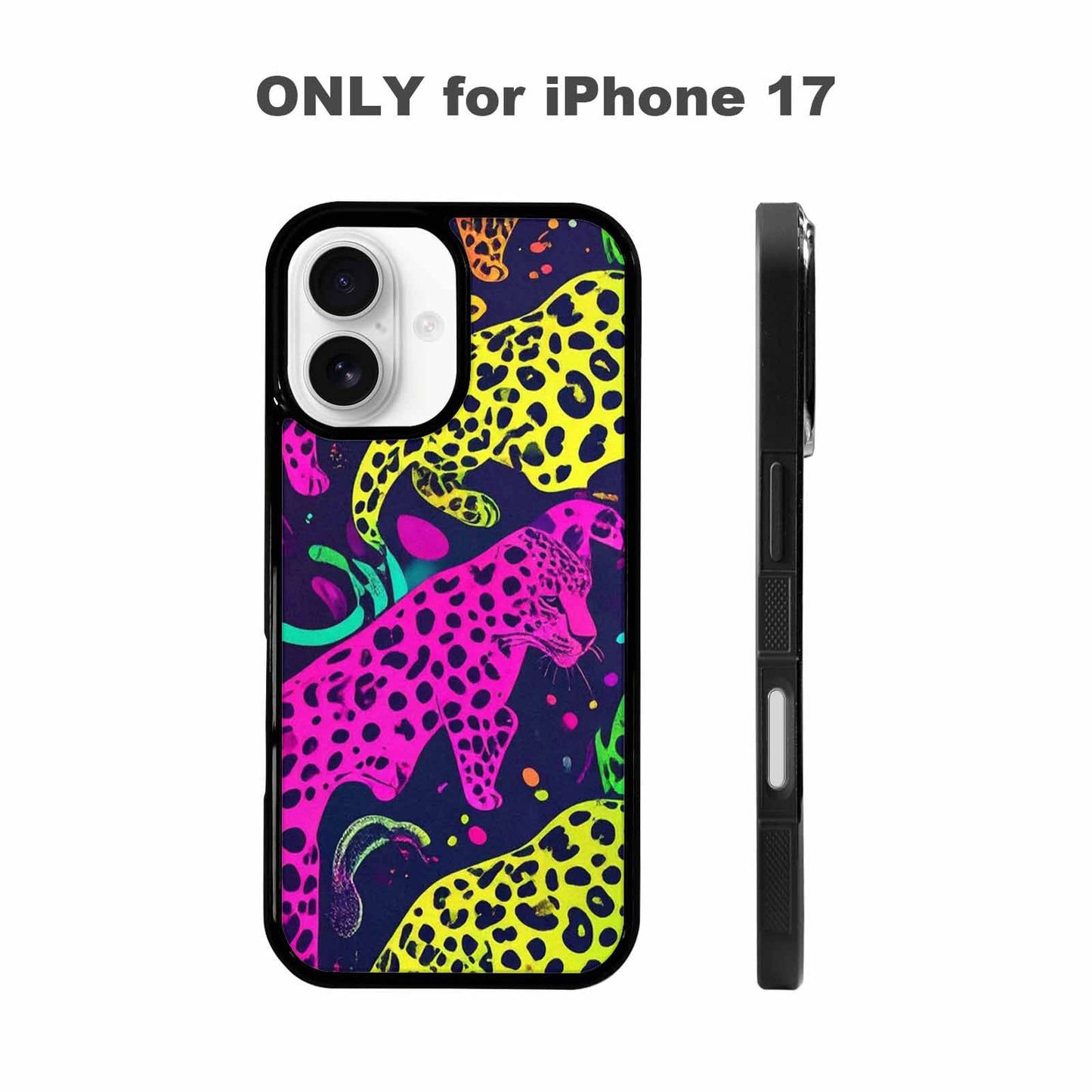 iPhone 17 Case — Leopard Print Neon Seamless Animal Print, Custom Made Phone Cover