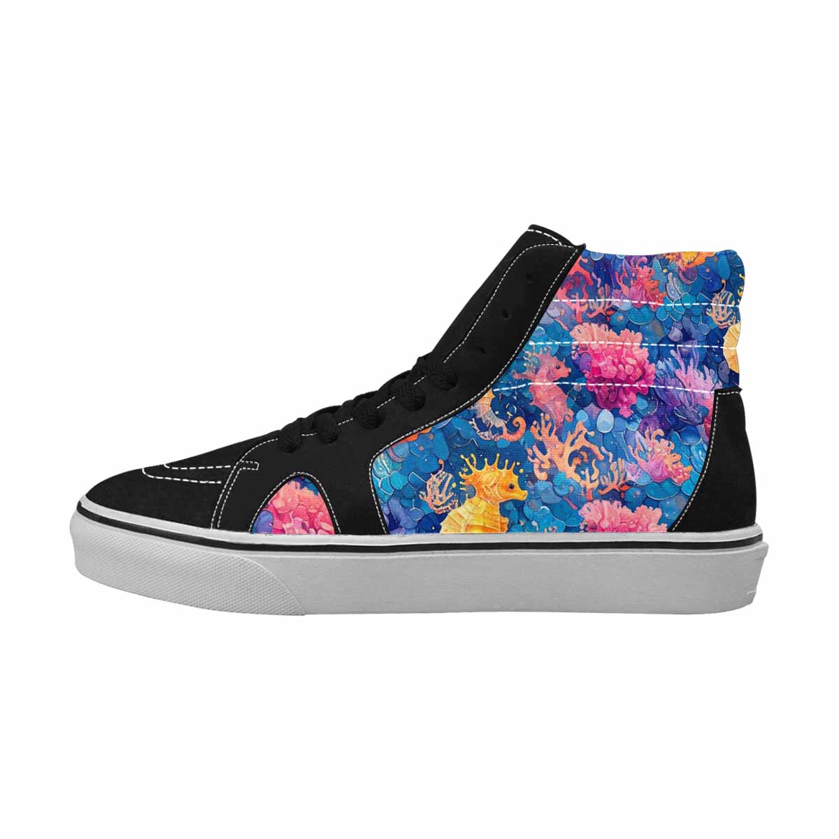 MEN'S Fish Scale Coral High Top Canvas Dark Academia Custom Shoes