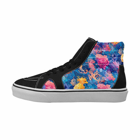 MEN'S Fish Scale Coral High Top Canvas Dark Academia Custom Shoes