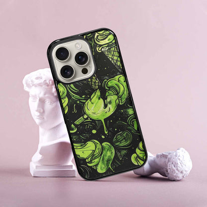 iPhone 16 Pro Case — Ice Cream Motif Black Green Ink, Original Design Phone Case