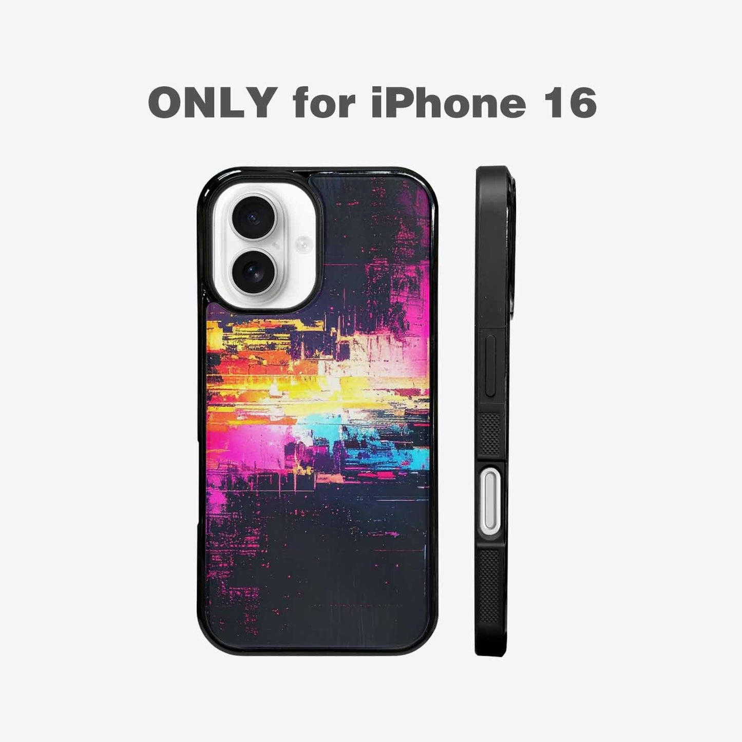 iPhone 16 Case — Glitch Dark Art Seamless Pattern Vibrant, Custom Designed Case Cover
