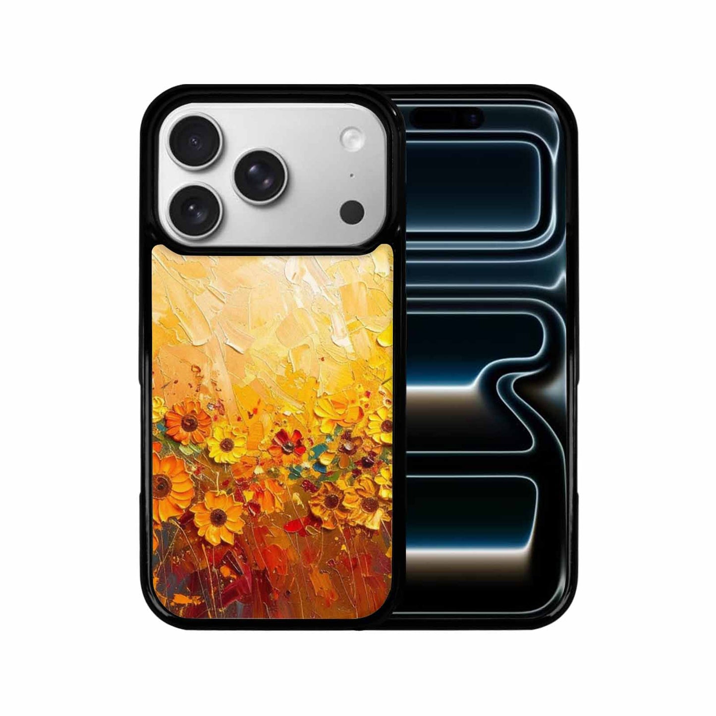 iPhone 17 Pro Case — Impressionist Sunflower Brushstroke Pattern Hundreds Floral, Customized Protective Case