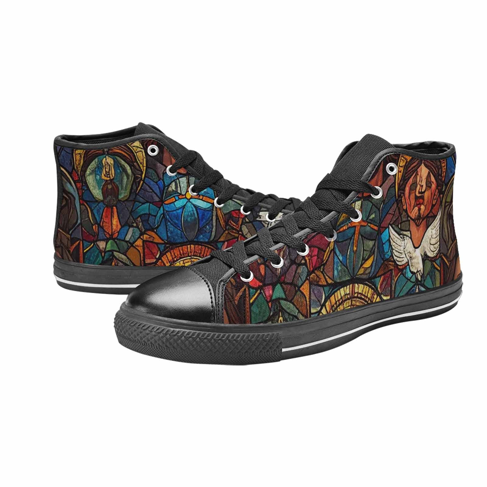 WOMEN'S Jesus Face Small High Top Canvas Vibrant Chaos Custom Shoes