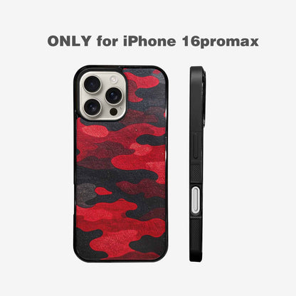 iPhone 16 Pro Max Case — Tactical Camo Red Black Custom, Personalized Phone Case