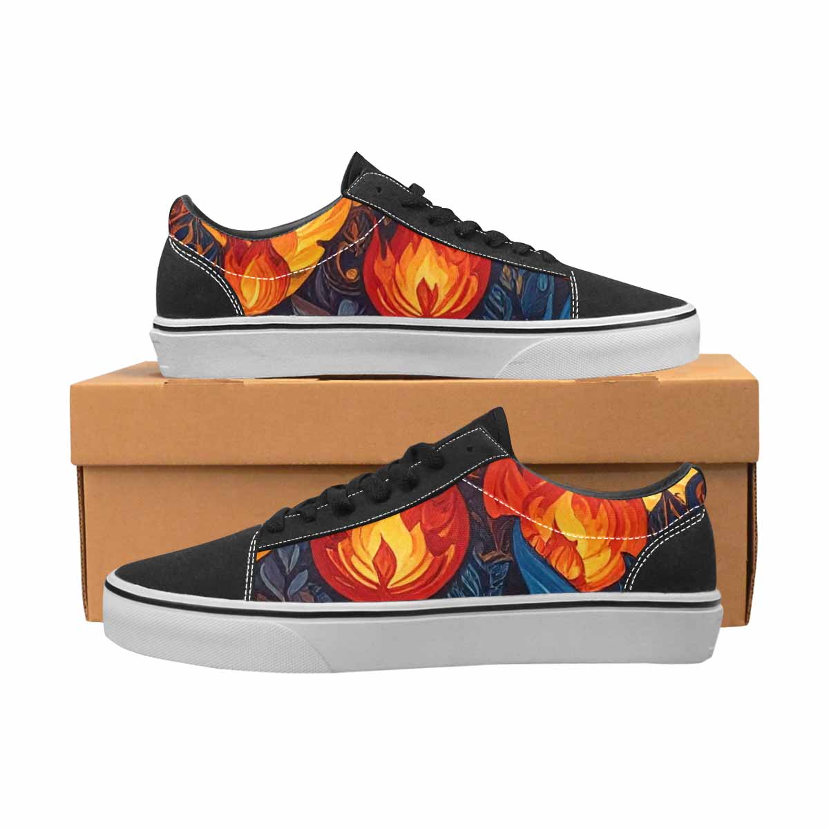 MEN'S Fire Flame Canvas Lace-Up Wallpaper Art Shoes