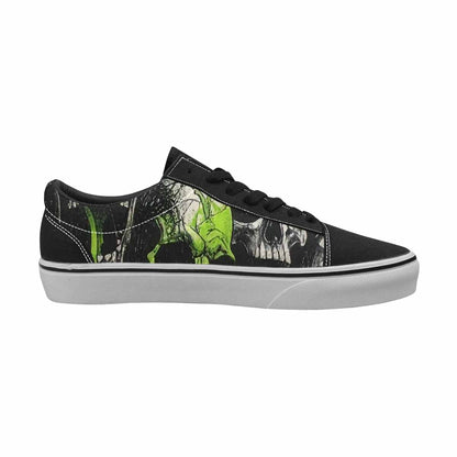WOMEN'S Skulls Black & Green Ink Canvas One Of A Kind Y2K Sneakers