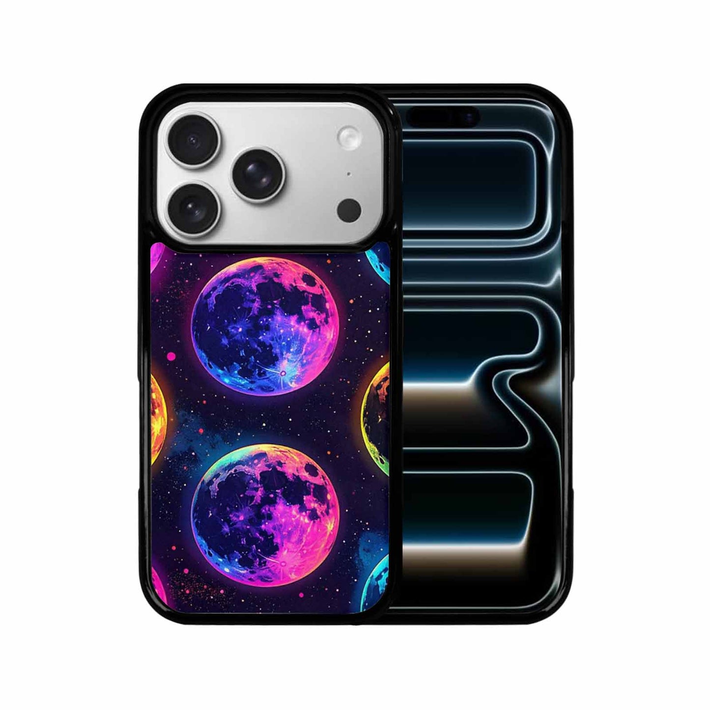 iPhone 17 Pro Case — Neon Winter Moon Seamless Cartoon Cute, Customized Protective Case