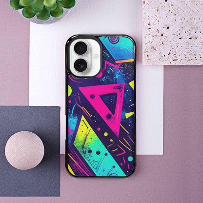 iPhone 16 Case — Memphis Squiggles Triangles Dots, Custom Art Phone Cover