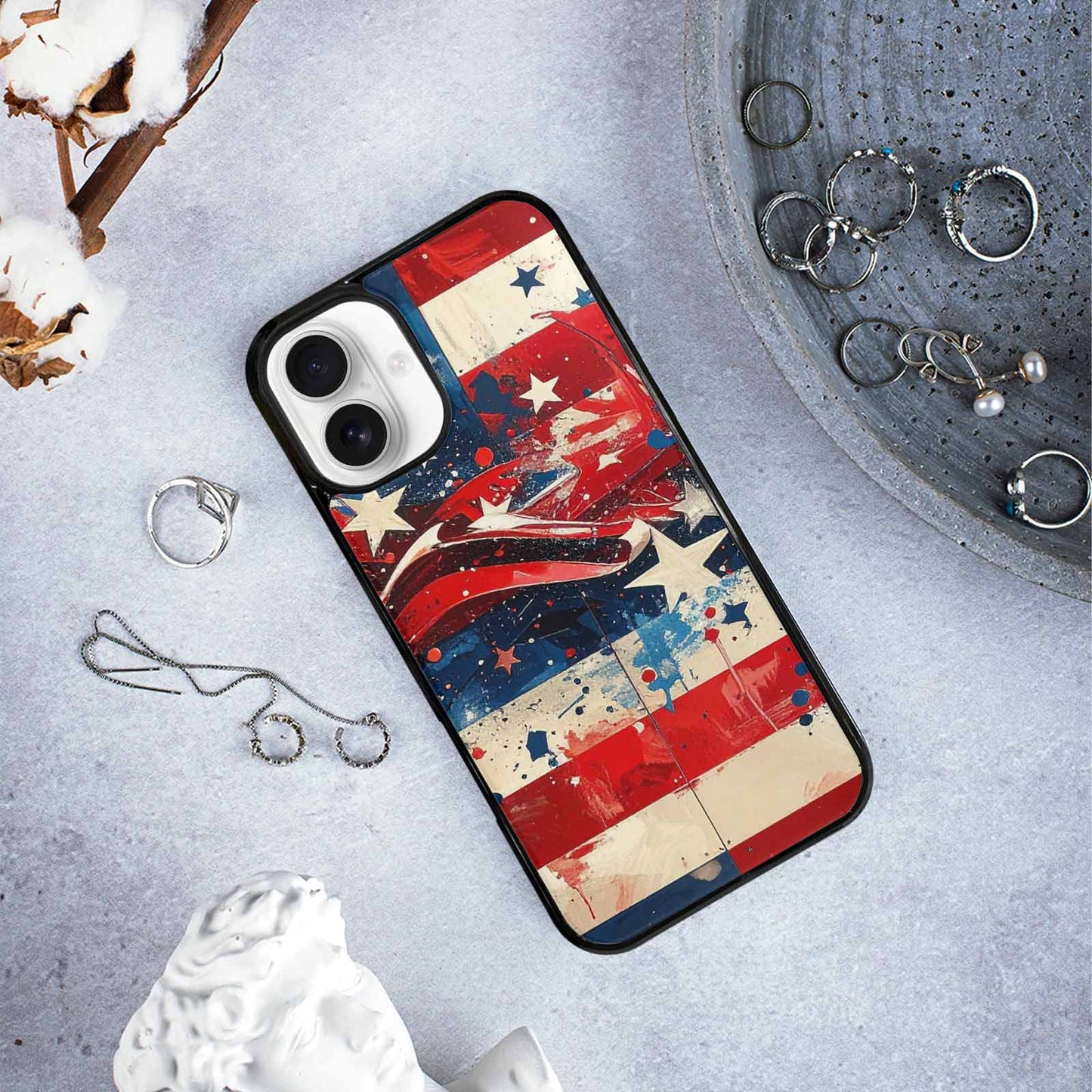 iPhone 16 Plus Case — Patriotic Stars And Stripes American Stars, Unique Phone Case Design