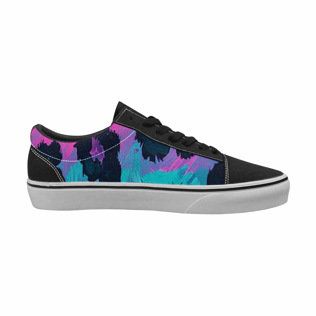 WOMEN'S Leopard Neon Pink Teal Airbrush Canvas Lace-Up Vibrant Chaos Custom Sneakers