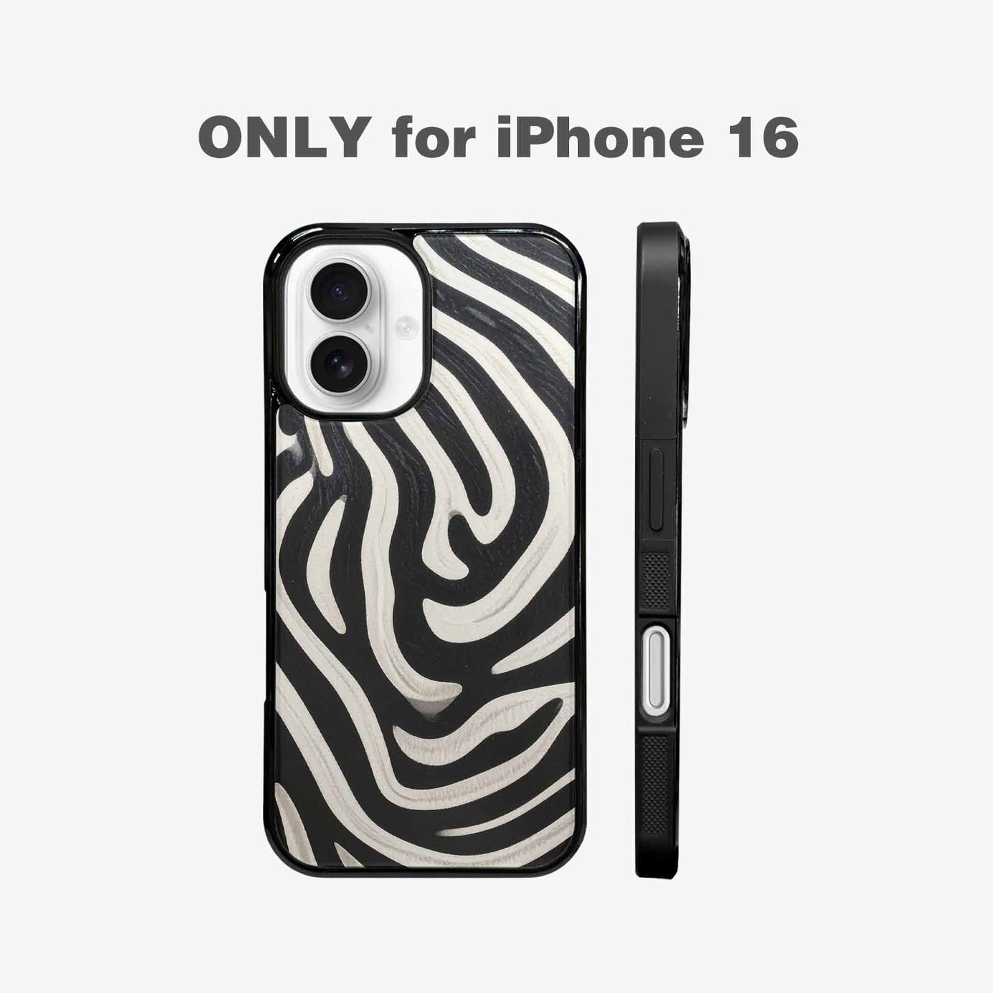 iPhone 16 Case — Modern Zebra Stripe Solid Print Crisp, Customized Protective Case