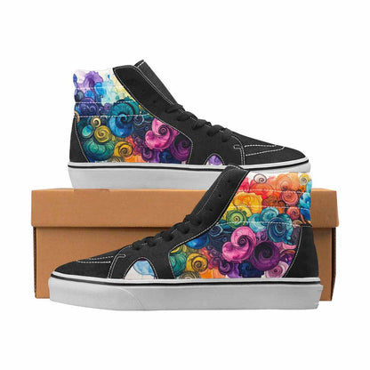 WOMEN'S Tie Dye Black & Blue Ink High Top Canvas Made To Order Dreamcore Custom Shoes