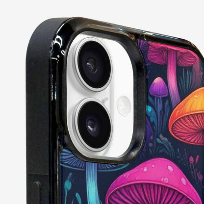 iPhone 16 Plus Case — Mushroom Psychedelic Art Seamless Pattern Vibrant, Custom Printed Phone Case