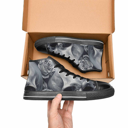 MEN'S Skulls Roses Chrome Airbrush High Top Canvas Dreamcore Custom Sneakers