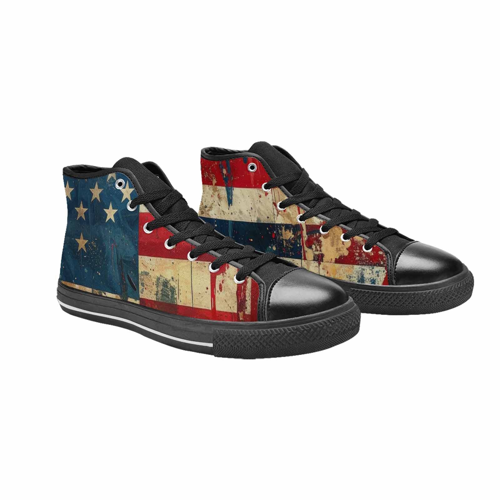 MEN'S American Flag Stars High Top Canvas Neon Fantasy Custom Sneakers