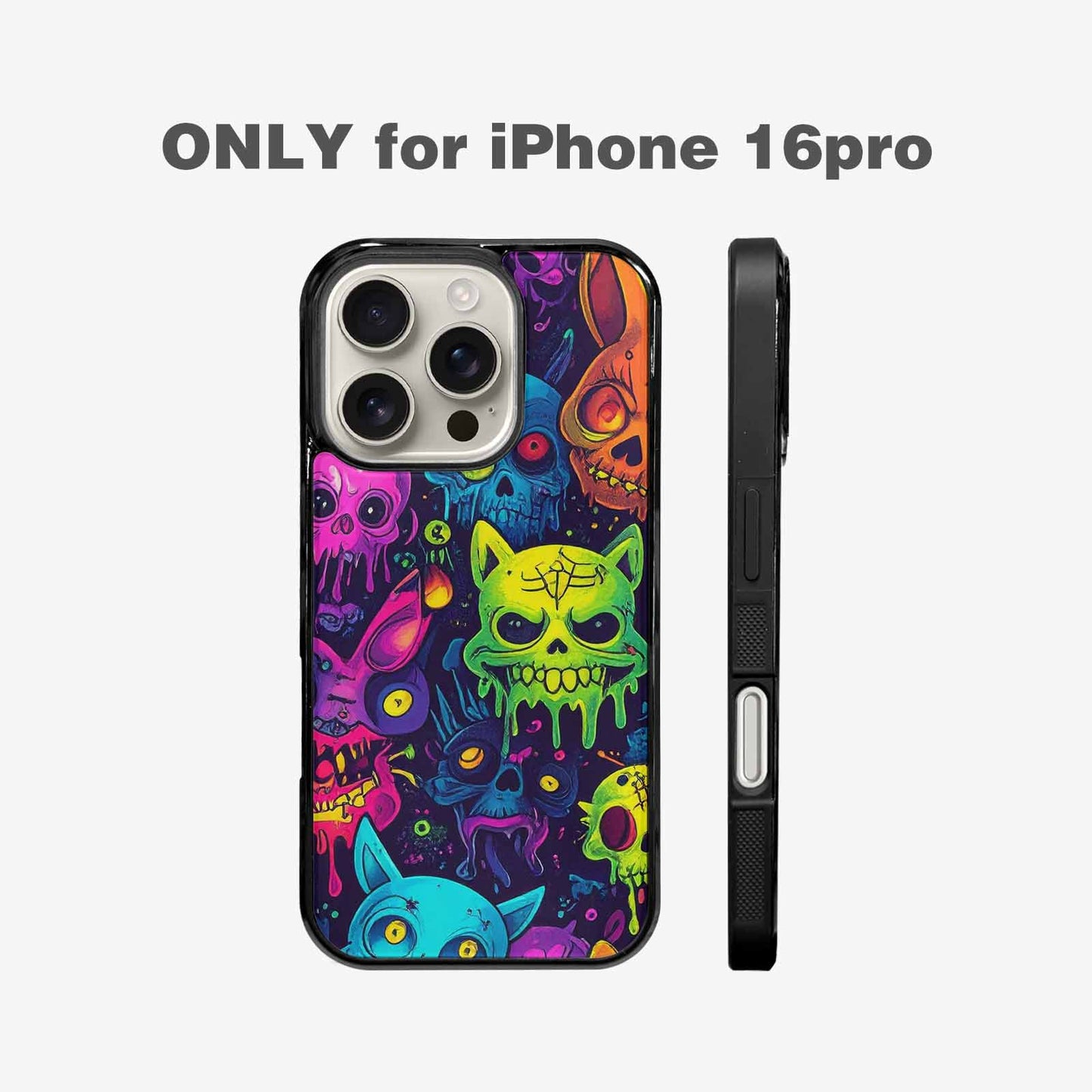 iPhone 16 Pro Case — Mixed Toxic Glow Creature Pattern Hundreds, Custom Made Phone Cover