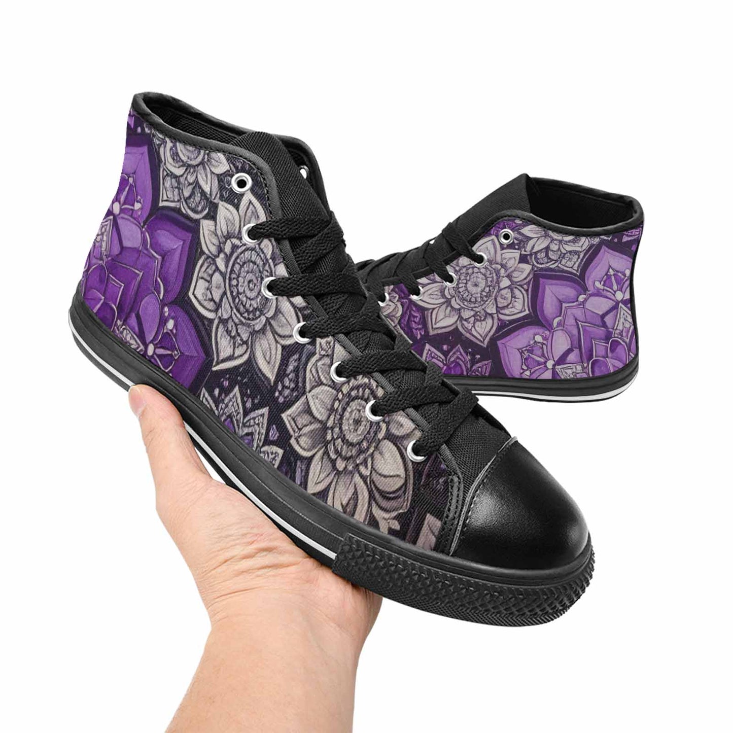 WOMEN'S Mandala High Top Canvas Grunge Custom Sneakers