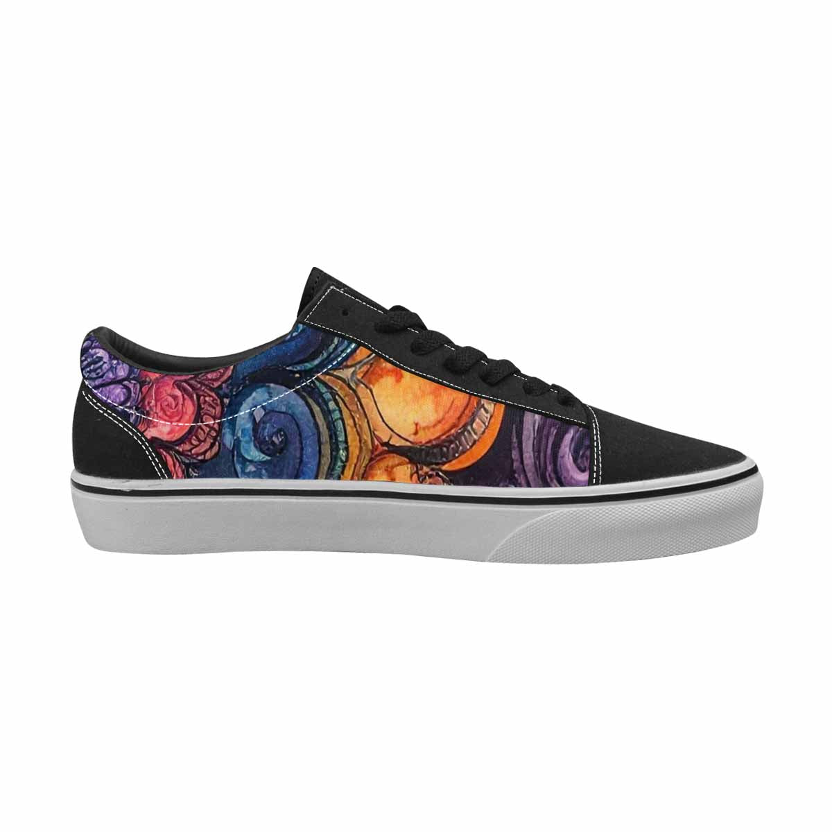 WOMEN'S Tie Lace-Up Canvas Vibrant Chaos Custom Sneakers