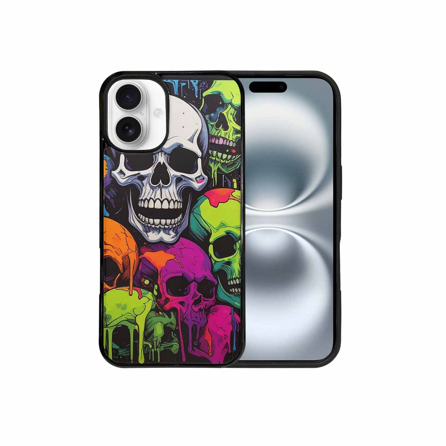 iPhone 16 Plus Case — Vibrant Camo 1000\'s Of Skeletons Neon, Custom Art Phone Cover