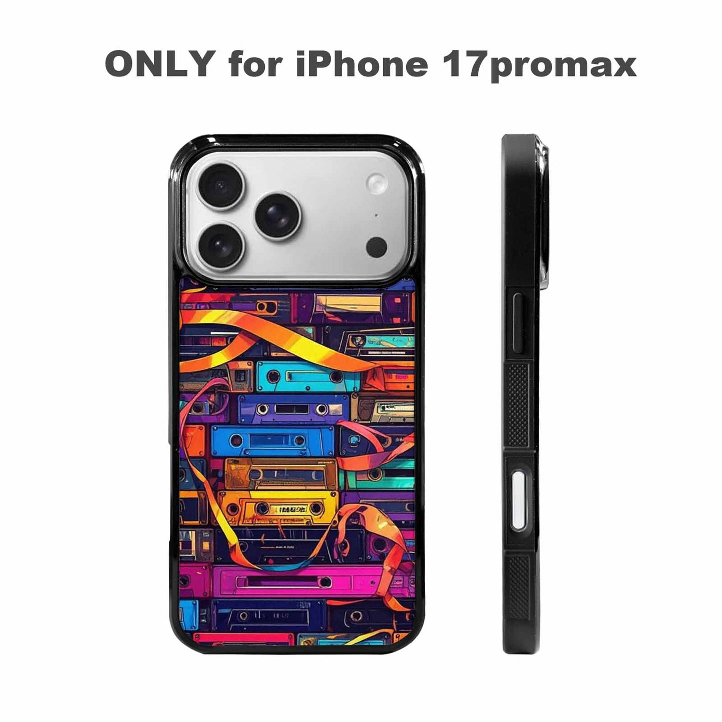 iPhone 17 Pro Max Case — Retro Cassette Tape Pattern Retro Vintage, Custom Print Case Cover