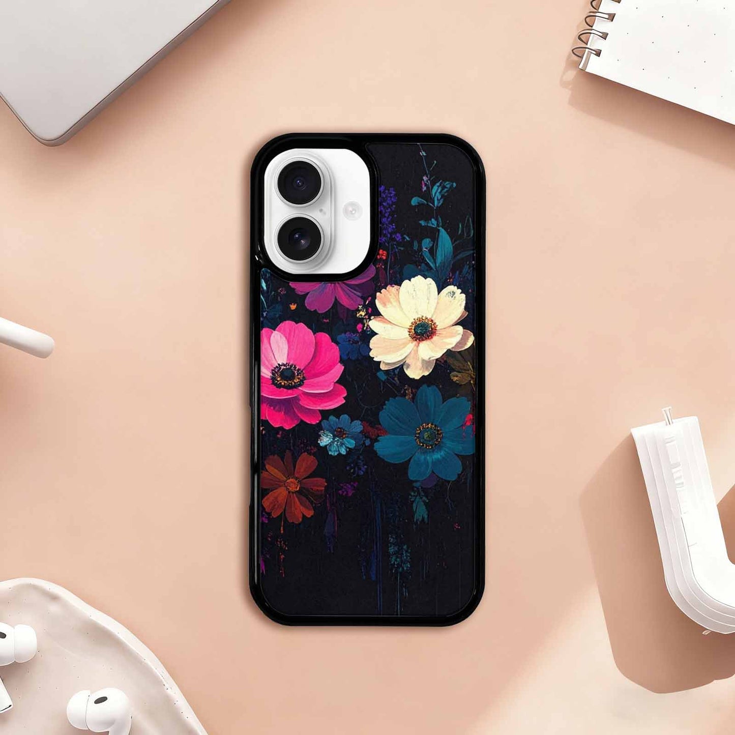 iPhone 17 Case — Shadowy Glitch Floral Pattern Floral, Custom Made Phone Cover