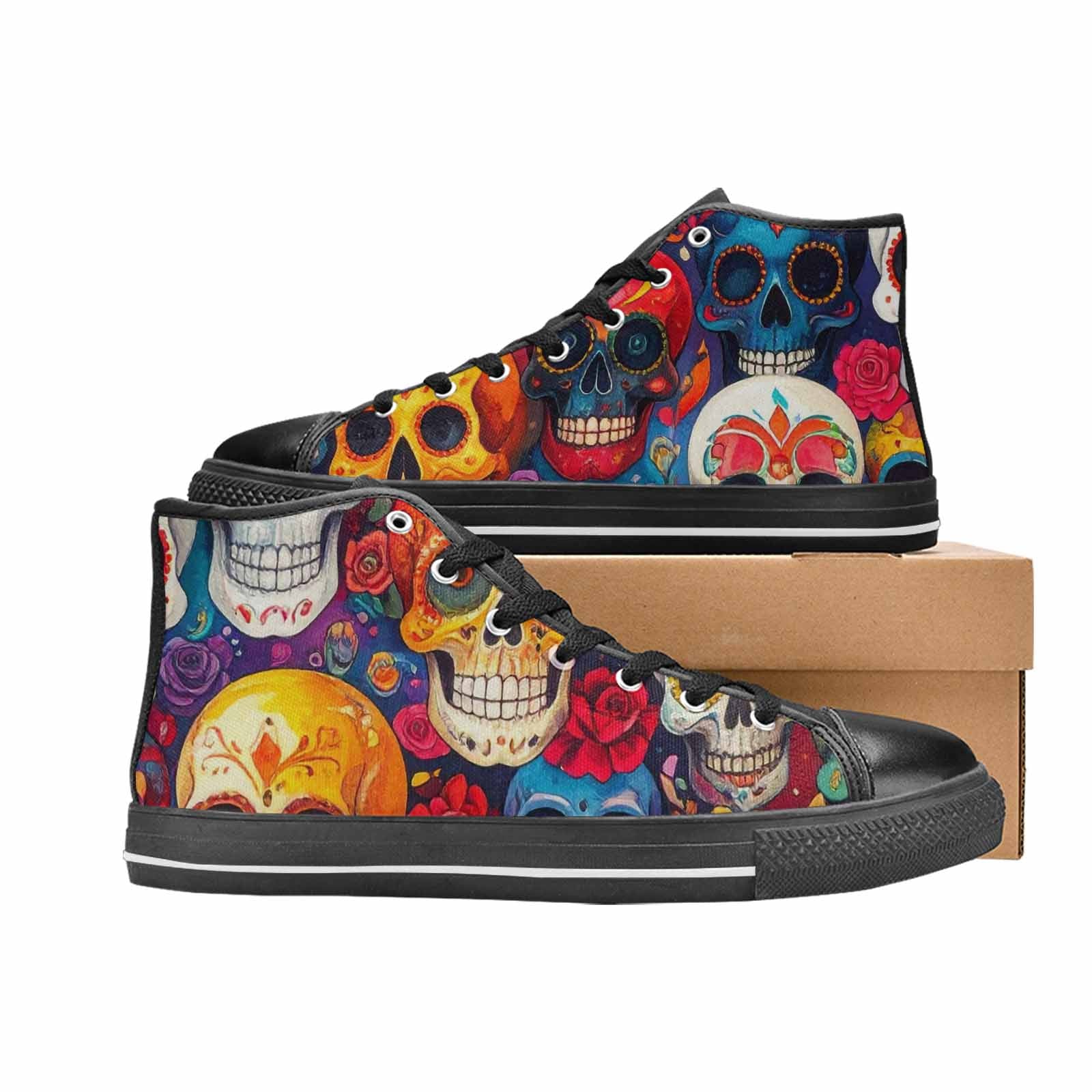WOMEN'S Skull High Top Canvas Y2K Custom Sneakers