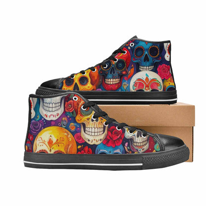 WOMEN'S Skull High Top Canvas Y2K Custom Sneakers