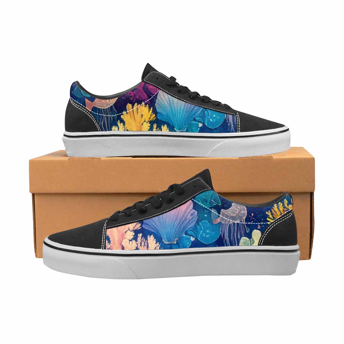 WOMEN'S Fish Scale Coral Canvas Lace-Up Dreamcore Custom Shoes