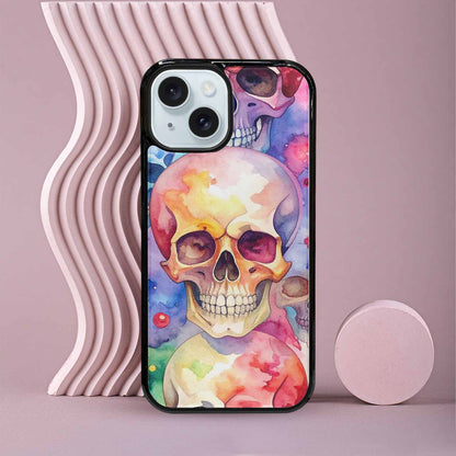iPhone 15 Case — Kulls Watercolor Skulls Small Skull Pattern, Customized Protective Case