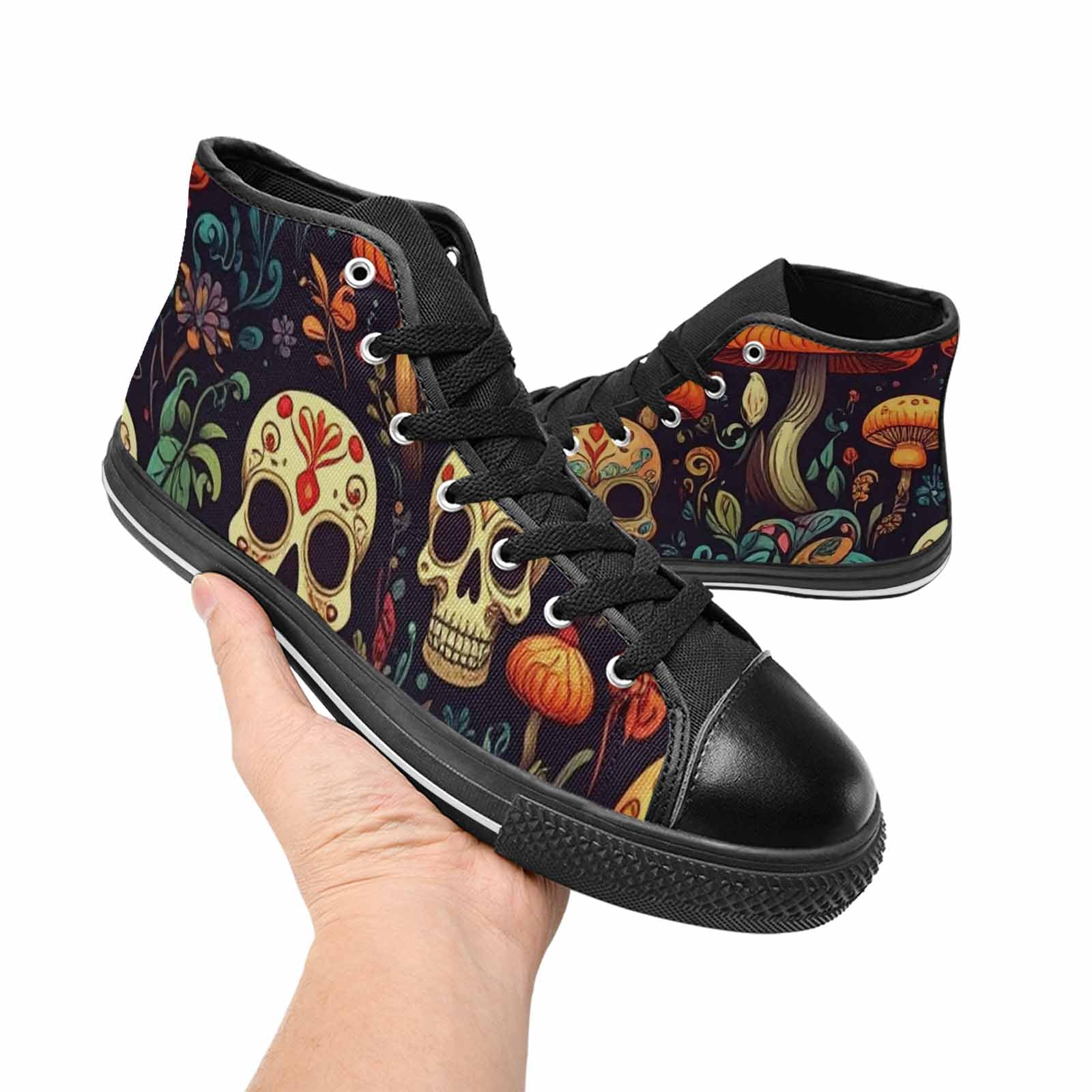 WOMEN'S Mushrooms And Skulls High Top Canvas Aesthetic Shoes