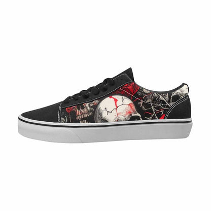 WOMEN'S Skulls Black & Red Ink Canvas Personalized Y2K Custom Printed Shoes