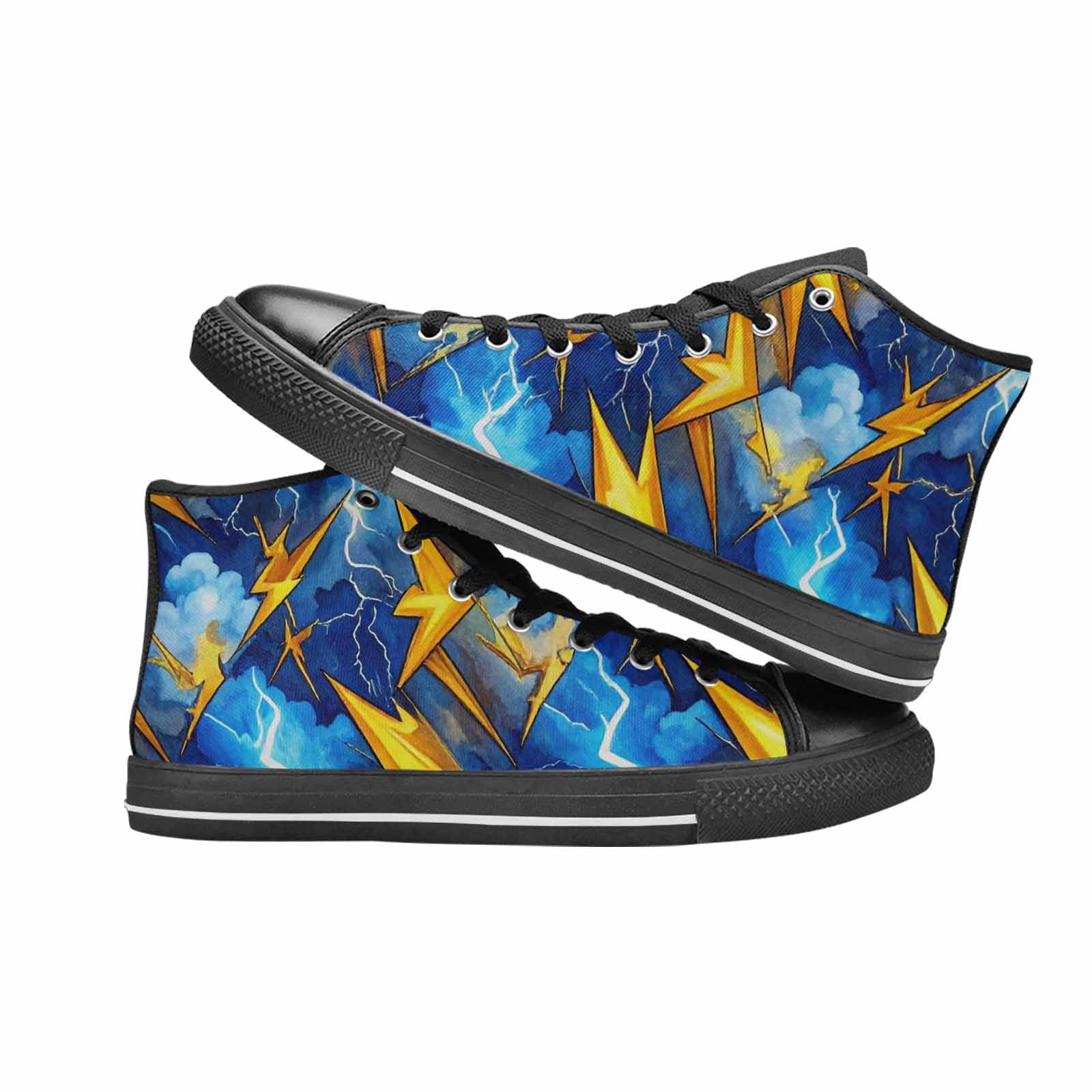 WOMEN'S Lightning Bolt High Top Canvas Grunge Custom Shoes