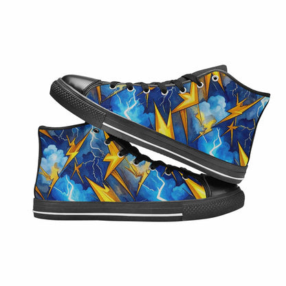 WOMEN'S Lightning Bolt High Top Canvas Grunge Custom Shoes