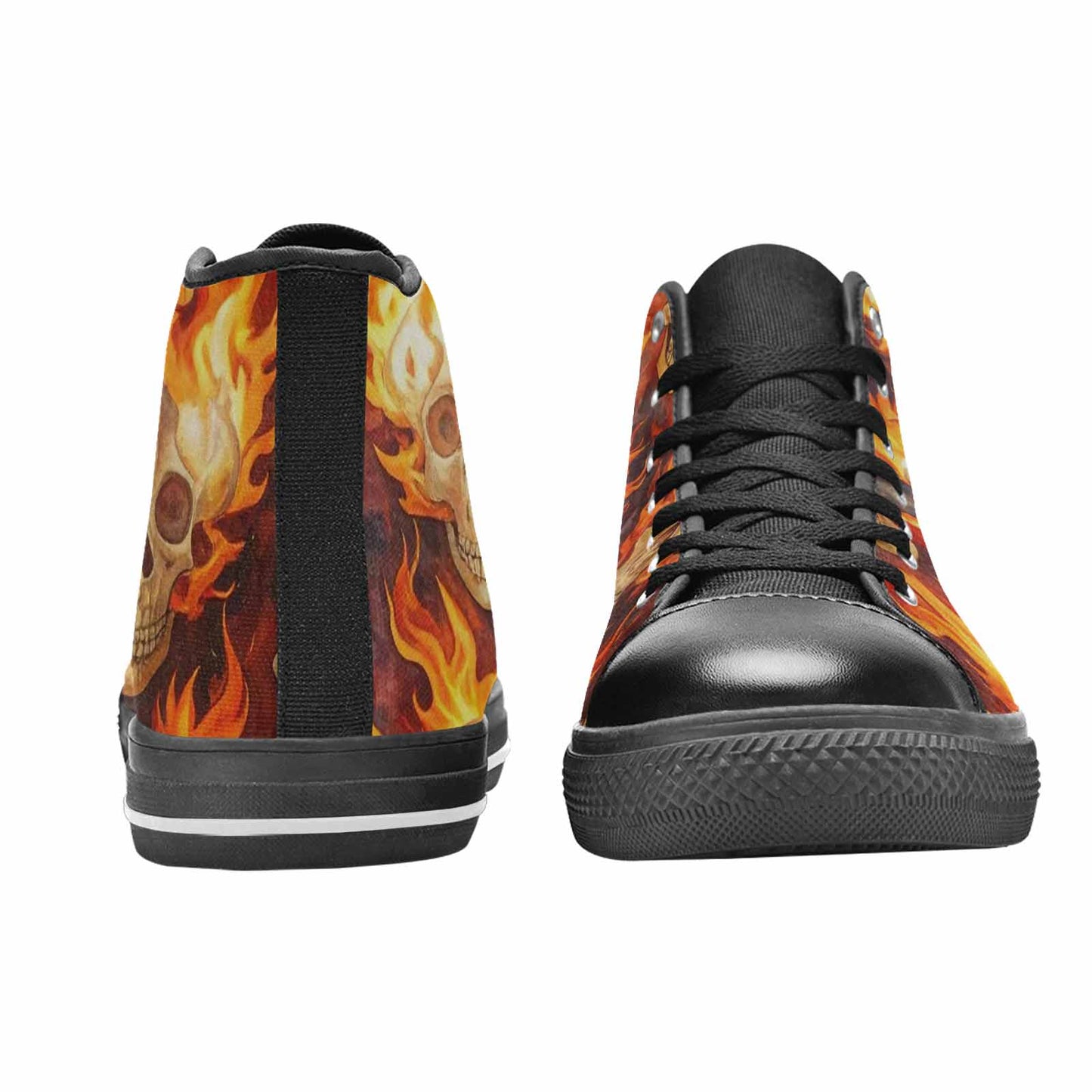 WOMEN'S Skulls - Flaming High Top Canvas Vivid Sneakers