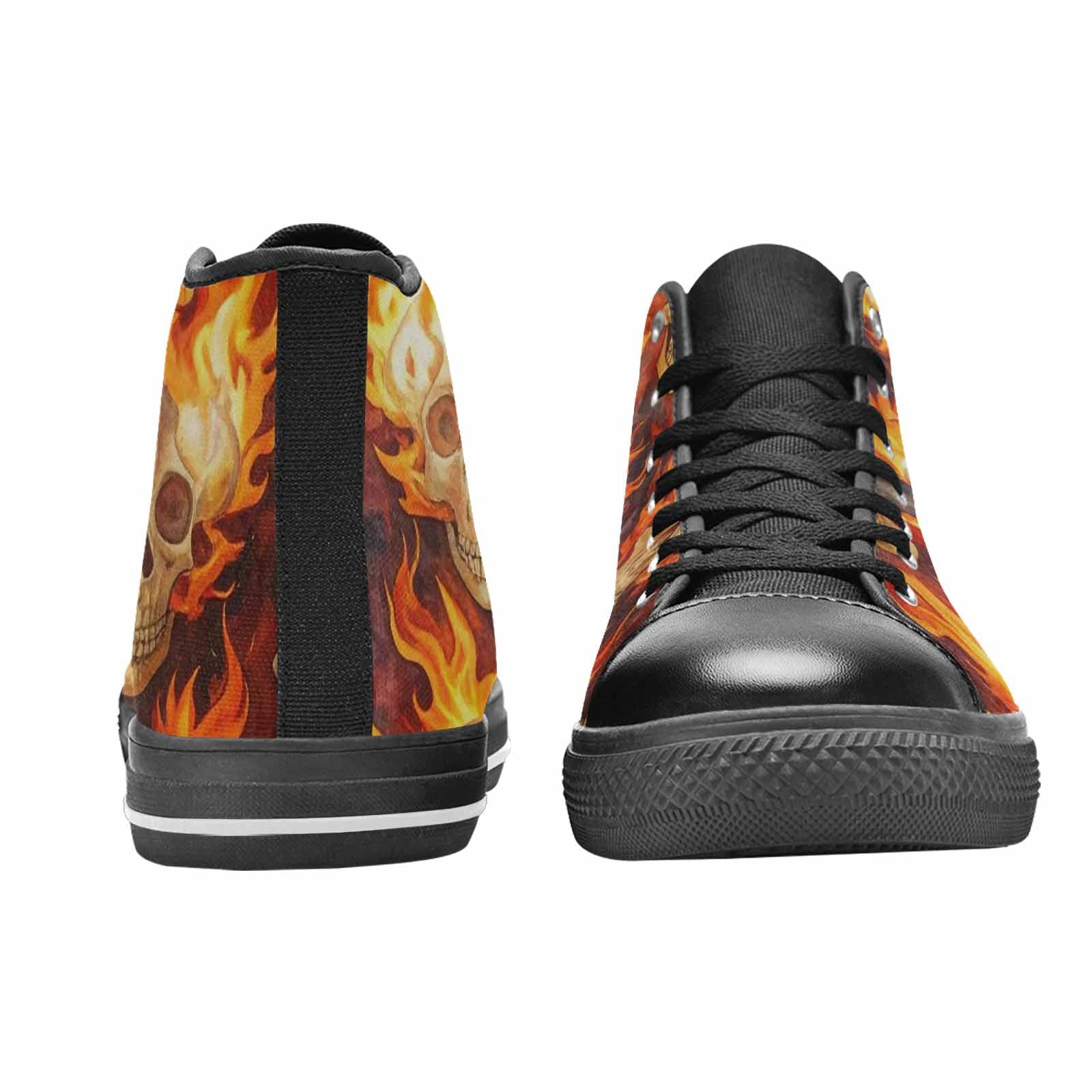 WOMEN'S Skulls - Flaming High Top Canvas Vivid Sneakers