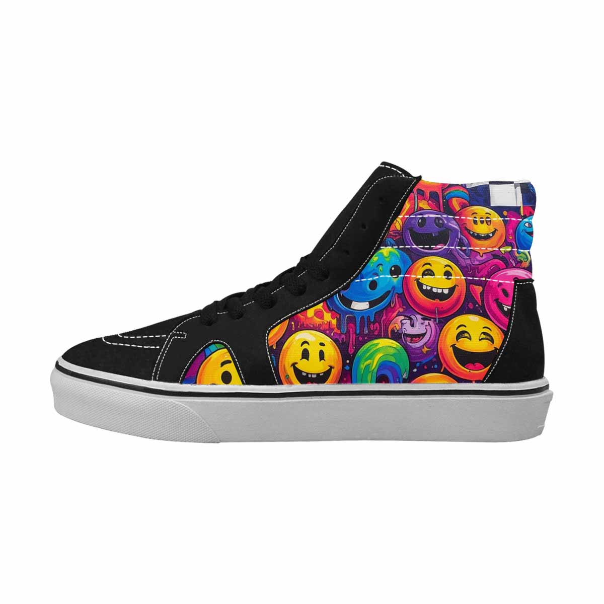 WOMEN'S Yellow Smiley Face High Top Canvas Vibrant Chaos Shoes