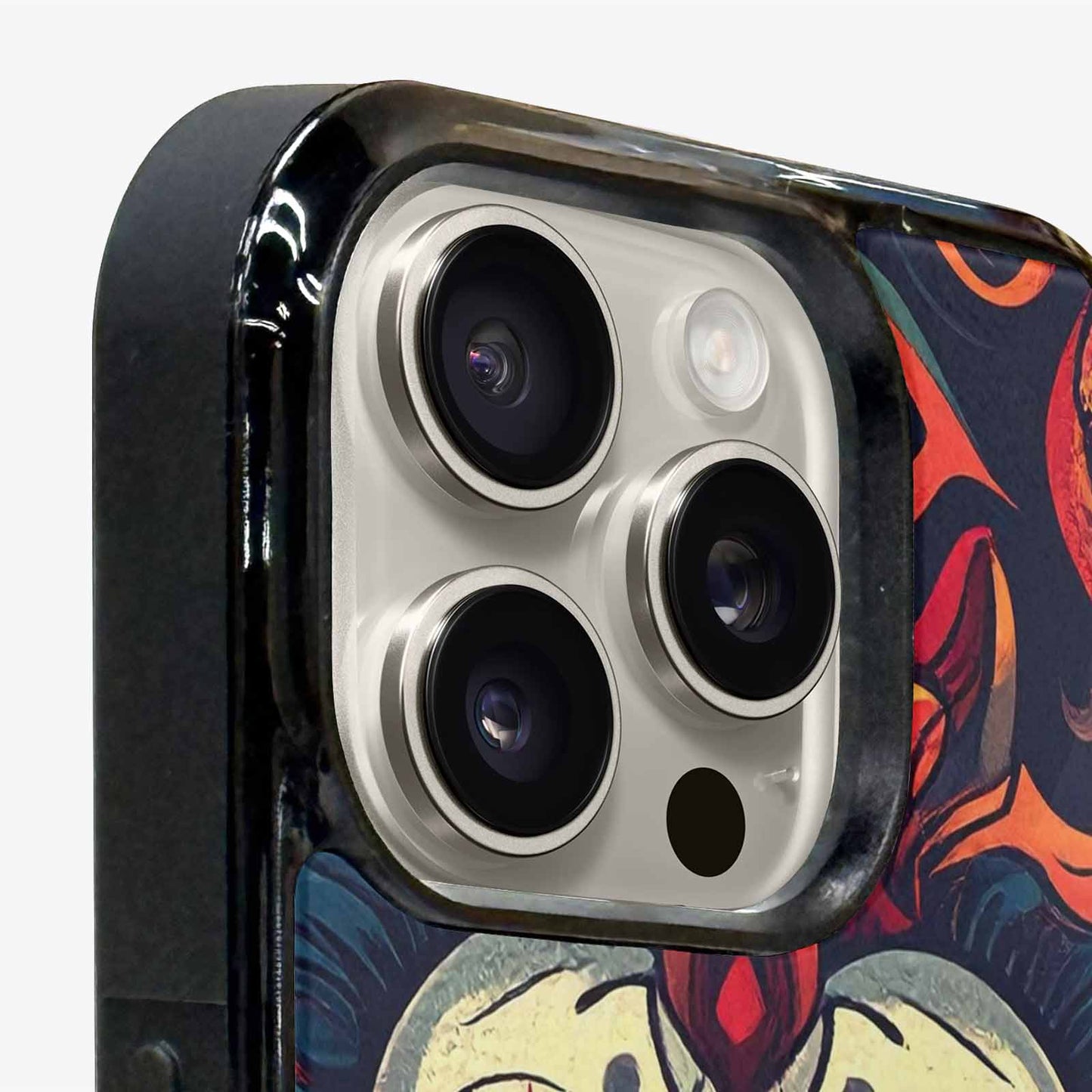 iPhone 15 Pro Max Case — Evil Circus Heads Faces Overlapping Patterns, Custom Art Phone Cover