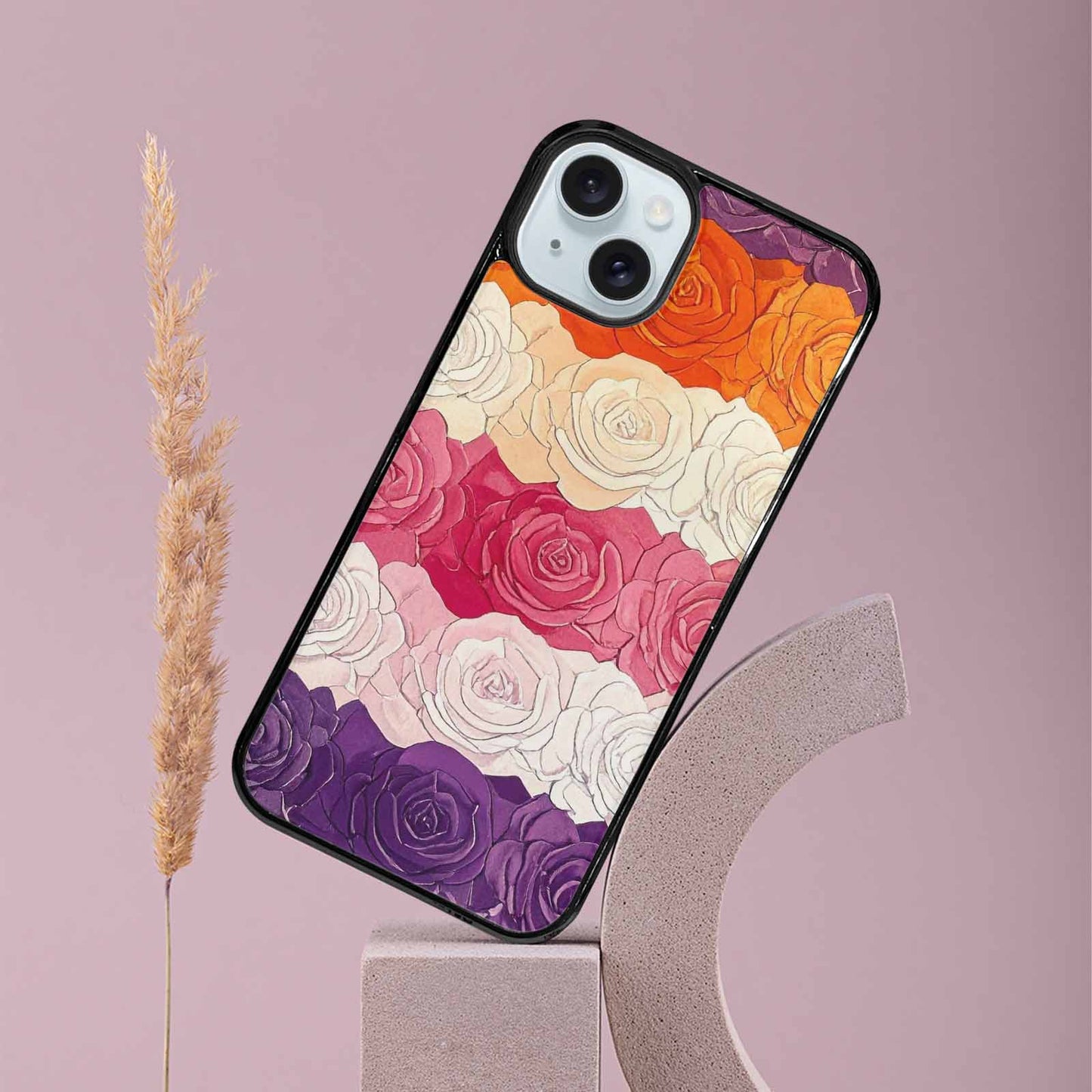 iPhone 15 Plus Case — Lesbian Flag Color Theme Small Rainbow, Customized Protective Case