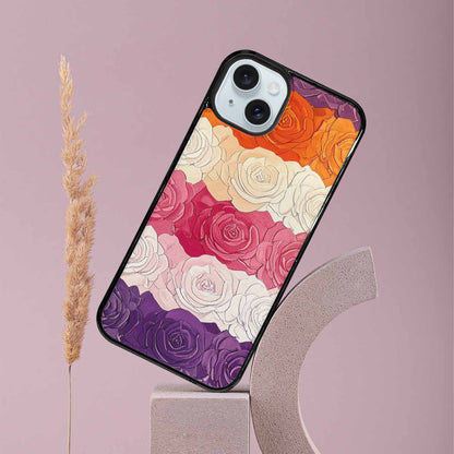 iPhone 15 Plus Case — Lesbian Flag Color Theme Small Rainbow, Customized Protective Case