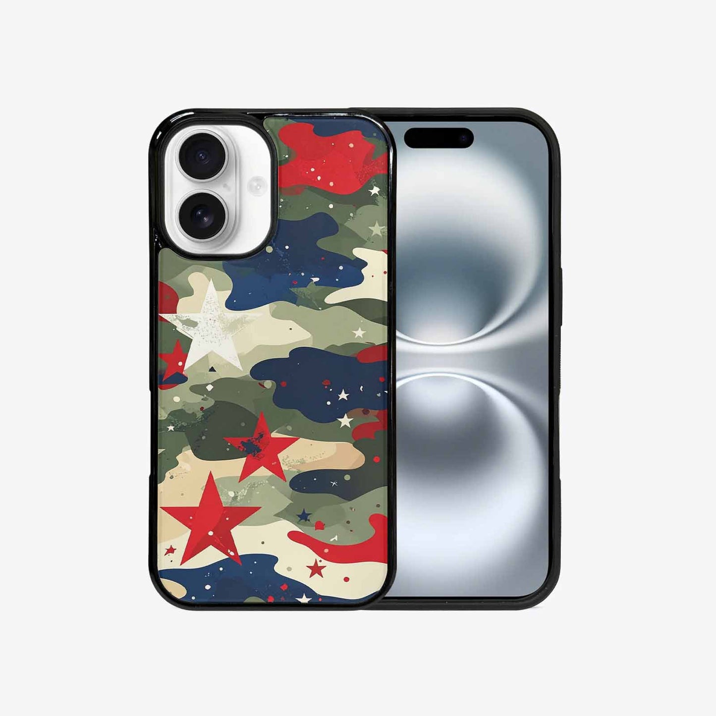 iPhone 16 Case — Military Camo Blotch Texture Blended With, Custom Printed Phone Case