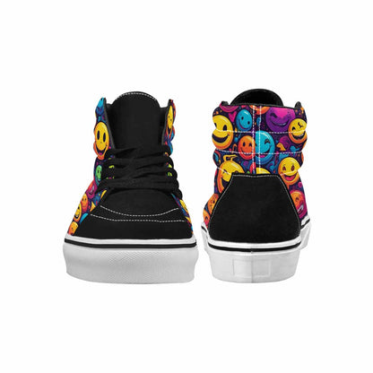 MEN'S Yellow Smiley Face High Top Canvas Wallpaper Art Custom Shoes