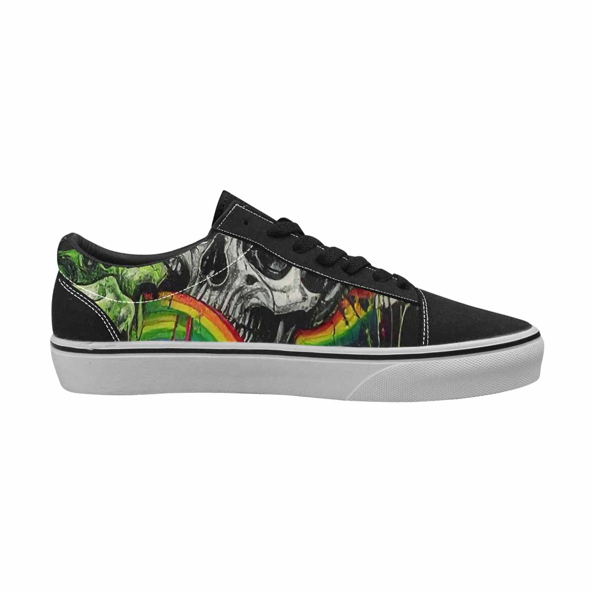 WOMEN'S Rainbow From Skull S Lace-Up Canvas Cottagecore Custom Sneakers
