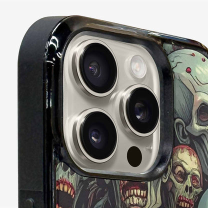 iPhone 15 Pro Max Case — Zombie Head Pattern Hundreds Of Small, Custom Designed Case Cover