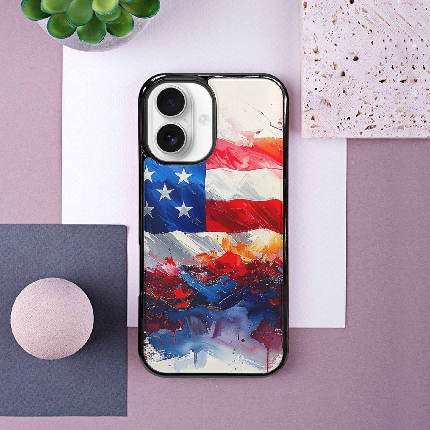 iPhone 16 Case — Usa Flag Stars And Stripes Art, Custom Art Phone Cover
