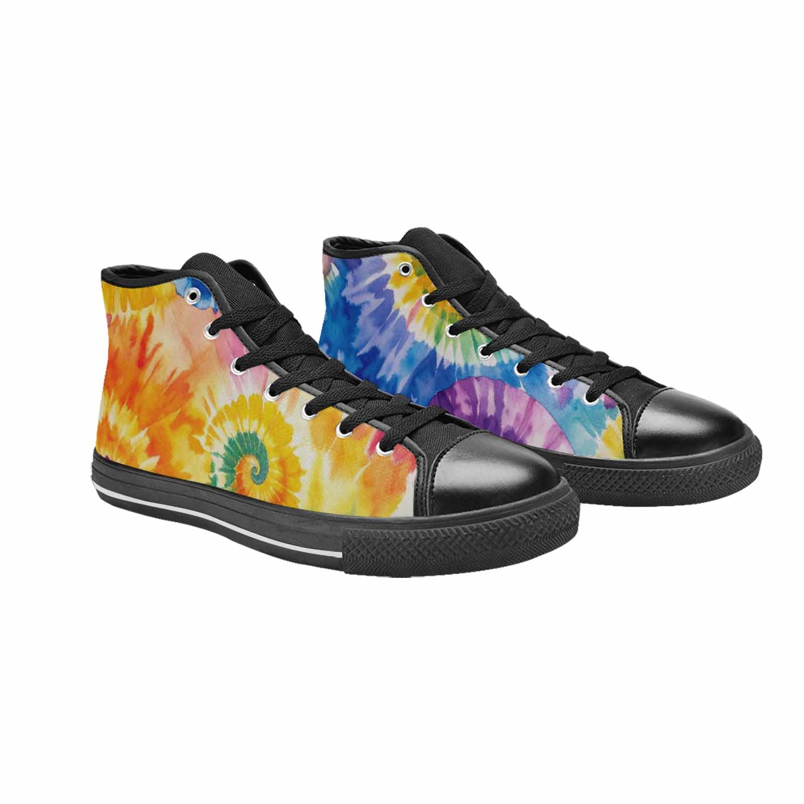 MEN'S Tie Dye Swirl High Top Canvas Neon Fantasy Custom Shoes