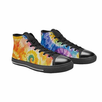 MEN'S Tie Dye Swirl High Top Canvas Neon Fantasy Custom Shoes