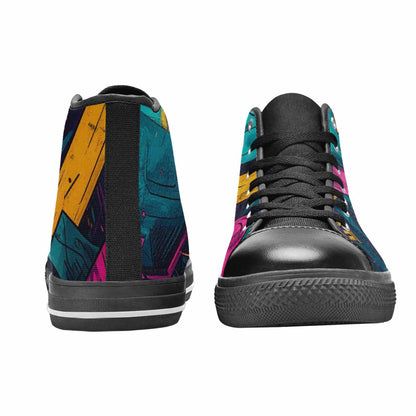 WOMEN'S 80S Retro Print High Top Canvas Wallpaper Art Custom Shoes