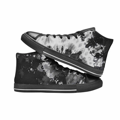 MEN'S Tie Dye Acid Wash Black White High Top Canvas Dark Academia Shoes