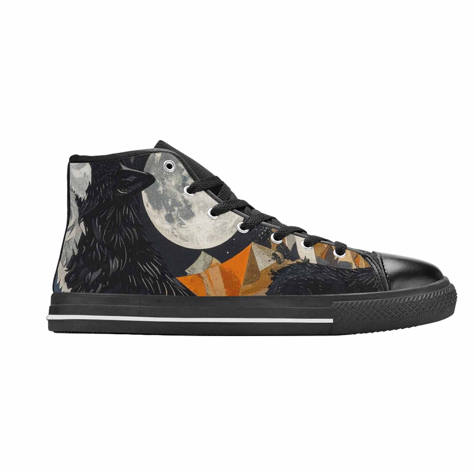 MEN'S Wolf Silhouette Moon High Top Canvas Aesthetic Sneakers