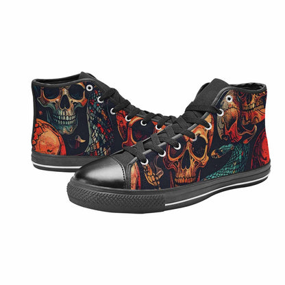 WOMEN'S Snake Skulls Print High Top Canvas Dark Academia Shoes